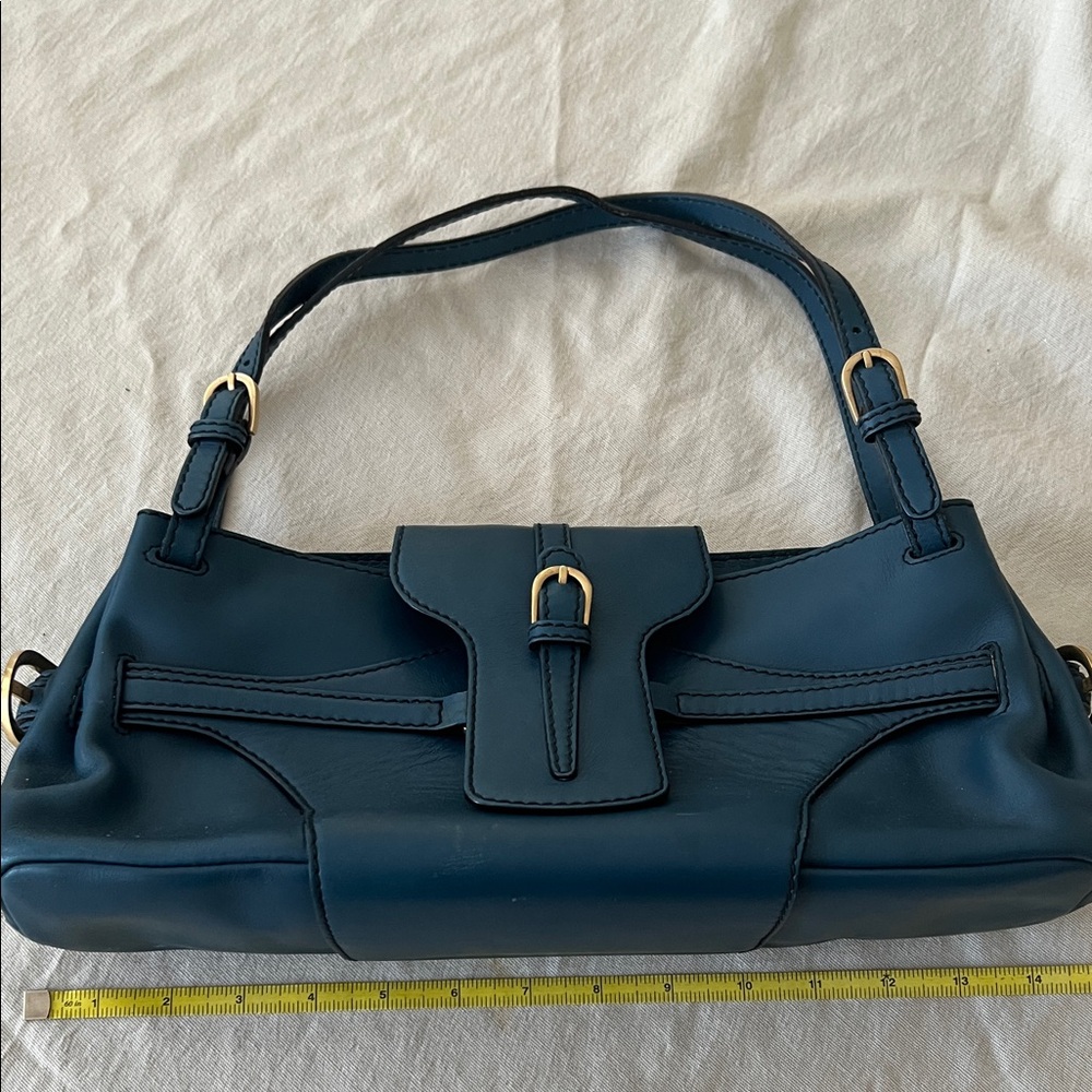 Elegant Blue Leather Shoulder Bag by Jimmy Choo